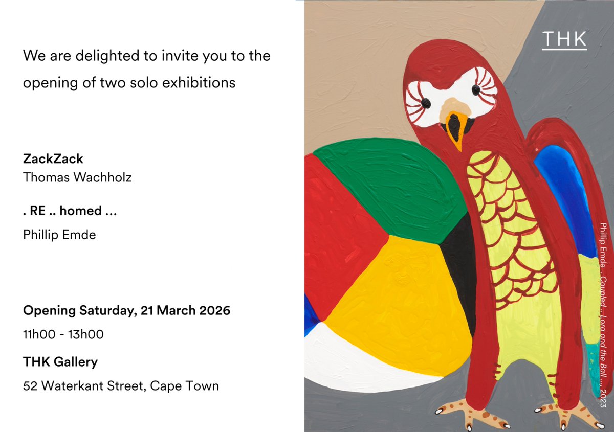GermanyinSA's tweet photo. π¨π©πͺ This weekend, THK Gallery in Cape Town opens solo exhibitions by Cologne-based artists Philip Emde and Thomas Wachholz.
πCape Town
π 21 March 2026
#GermanyMeetsMzansi #Art #CulturalExchange #CapeTown #GermanyInSA https://t.co/VCKiJAl0X5