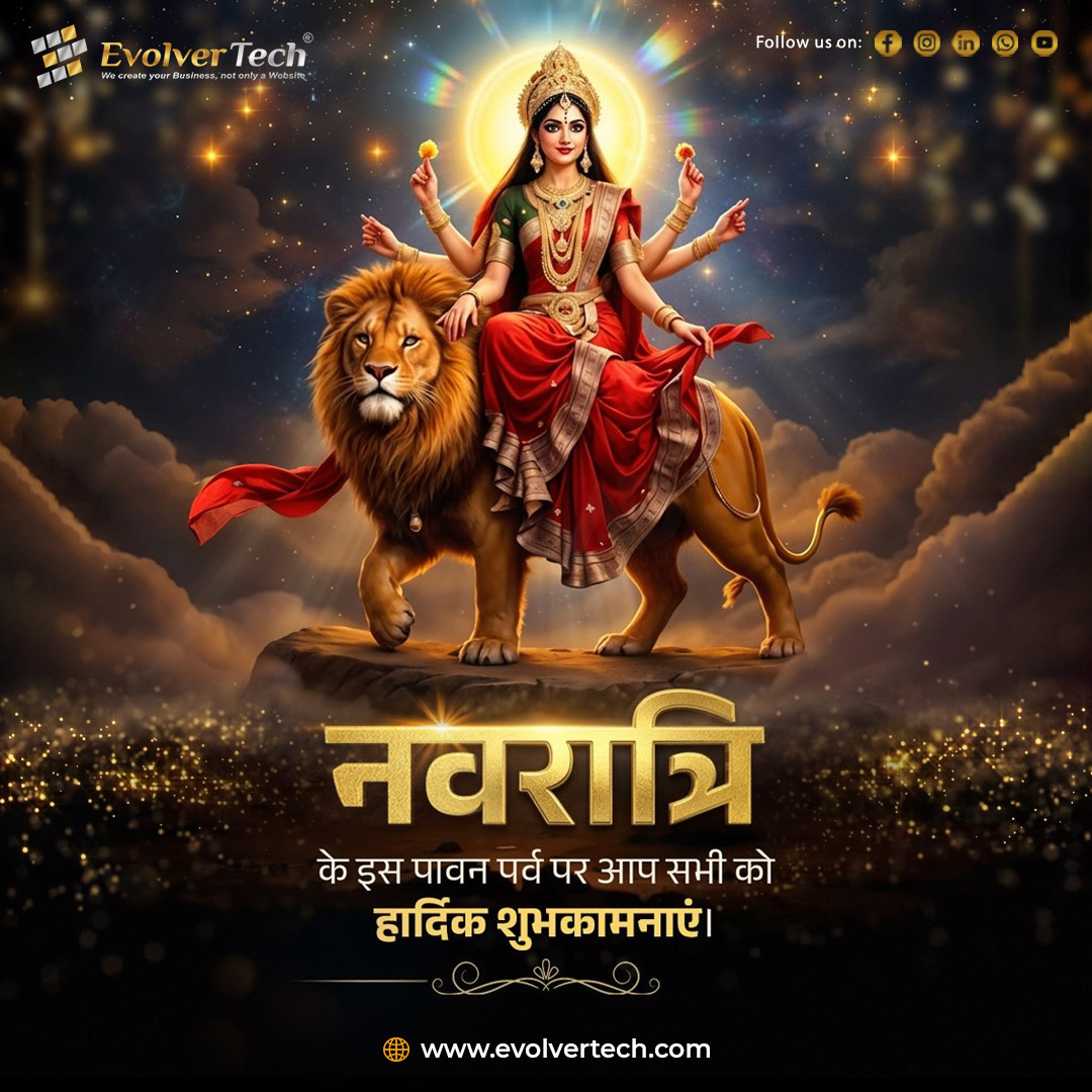 evolver_tech's tweet photo. ✨Wishing you a joyful and prosperous Navratri from EvolverTech. May this festive season bring new opportunities.🚀
📲 Call us: +91 99882-71092, +91 77103-47001 
👉 Visit us: https://t.co/r47lNy22zg 
#Navratri2026 #EvolverTech #FestiveWishes #DigitalGrowth #TechSolutions https://t.co/AhQuLSLIoT