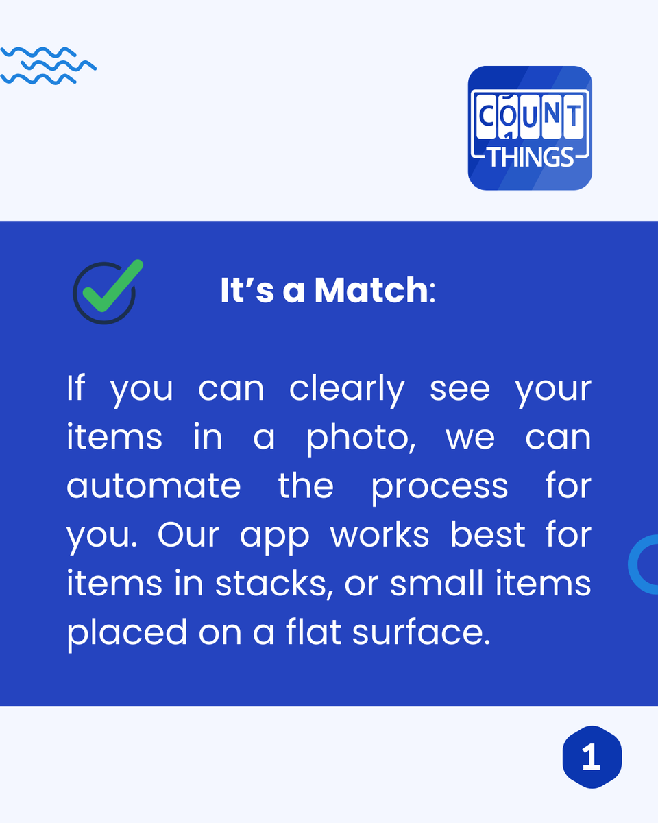 CountThings's tweet photo. Automating your processes is the key to reducing time-consuming tasks, minimizing errors, and improving overall productivity.📈

At CountThings from Photos, our mission is to help you work smarter by turning simple photos into accurate counts—saving you time and effort.

👉But first, it’s important to determine if our solution is the right fit for your business. In this carousel, you’ll find a few examples of when our app works best—and when it might not be the ideal solution.

Still unsure? Don’t hesitate to reach out at support@countthings.com and send us a few photos of your items. We’ll be happy to explore the possibilities together and find the best approach for your needs.🤝
#CountThings #Automation #Industrial #CountingSolution #Support #Innovation