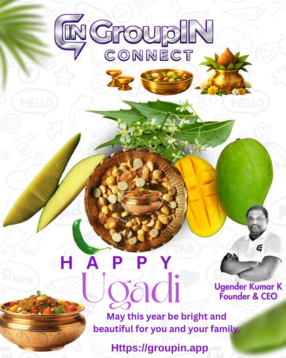 GroupINInd's tweet photo. 🌸 Happy Ugadi!
May this new year bring success, prosperity, and endless opportunities to you and your loved ones.
✨#HappyUgadi #Ugadi2026 #NewBeginnings #StartupIndia #BusinessGrowth #DigitalIndia #SuccessJourney #FestiveVibes #EntrepreneurLife
#groupinapp
#ugenderkumarkotla https://t.co/QJApMpAXFV