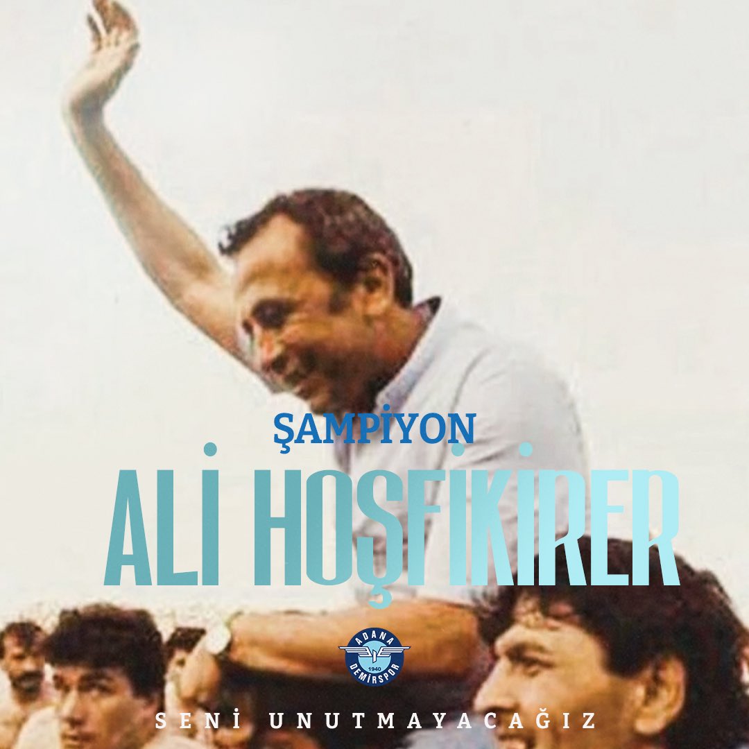 Adana Demirspor’umuzda teknik direktör olarak görev alıp şampiyonluklar yaşayan, Türk futbolunun ve kulübümüzün #ŞampiyonAli lakaplı efsane ismi Ali Hoşfikirer’i vefatının yıl dönümünde saygı ve rahmetle anıyoruz.