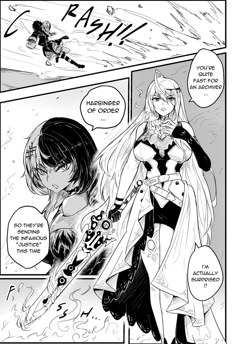 Lavendulan's tweet photo. Couldn't contain my hype for #ENreco CH3, so I'm going to continue my #JusticeVSAdvent fan manga!
Here's a recap of page 5-8 in one post for easier reading.
Working on Shioriπβπ¨ VS ERBπfight scene right now!
#BloodflameArt #ShiorinSketch #rkggk #RaorArt #Immergination https://t.co/iZibEQcgde