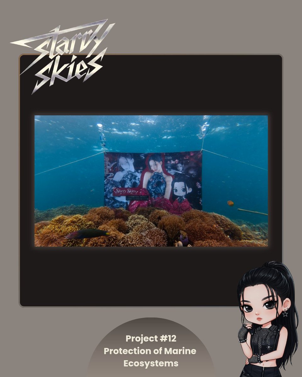 #STARRYSKIES project #12 :
Protection of Marine Ecosystem for #RUKA 

24 years of RUKA 🦥 one symbol, one action: Protecting marine ecosystems in Indonesia by purchasing nemo fish &amp; anemones 🐠🪸🫧

#MARCHWITHRUKADAY
#KAWAIRKPROJECT