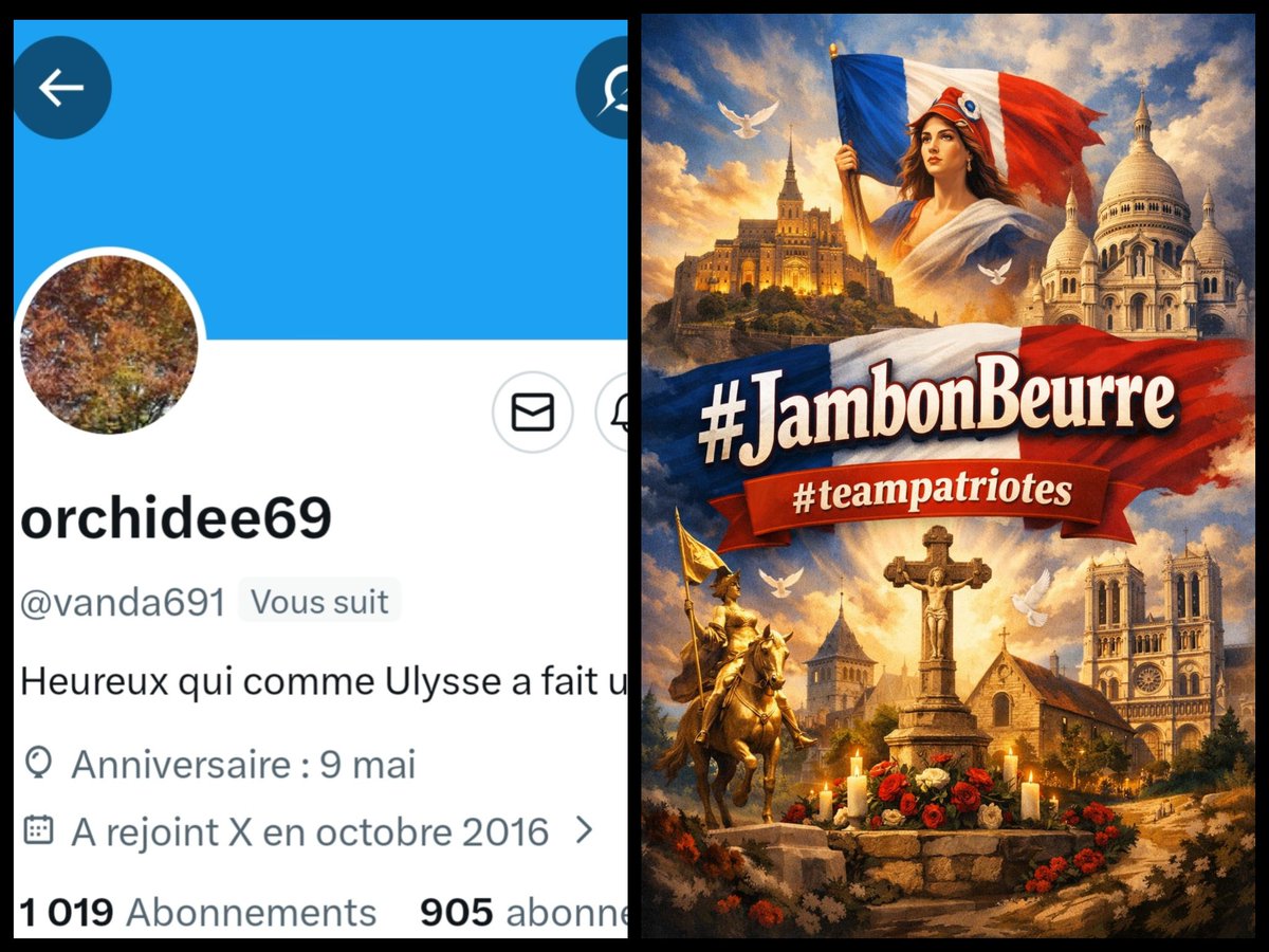 INFO🚨Merci de partager!
Mes amis abonnés😉
Ainsi que l'équipe #JambonBeurre #TeamPatriotes🇨🇵
Notre amie  <a href="/vanda691/">orchidee69</a>  👍
Aurait besoin d'un petit coup de pouce pour grossir sa TL!🥳
Merci de vous abonner à elle!🙏
Et n'oubliez pas!😉
Tous ensemble nous sommes plus forts!🇨🇵
