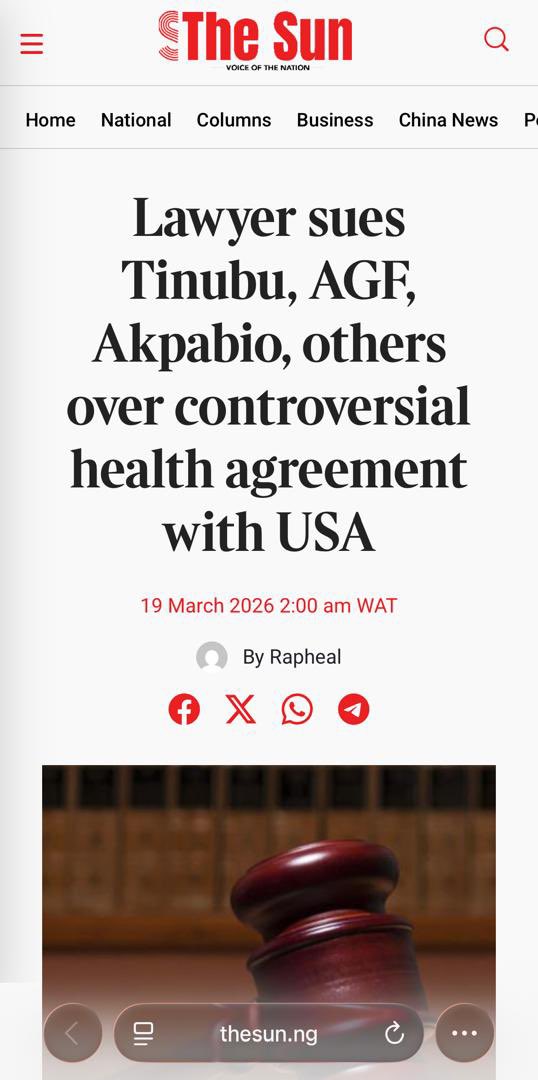 BernardOkpi's tweet photo. I filed a suit at the Federal High Court, Abuja against the Federal Government, challenging the agreement signed on December 19, 2025 between United States and Nigeria. 

The MOU mandates Nigeria to share personal health records of Nigerians ( including, Genetic sequencing/DNA, pathogen, blood samples, etc) with United States for the period of 25 years.

There is no reciprocal arrangement for the United States to share its citizens health records with Nigeria. The Nigerian Government refused to release the full agreement for public scrutiny. 

The Federal government is bound by our laws to protect our personal data including medical records. The 1999 Constitution of Nigeria, Nigeria Data Protection Act, 2023 and the National Health Act, 2014 protects our personal data and prohibits illegal cross-border transfers of our personal data and medical records. 

Our politicians patronize foreign hospitals and I believe their health records are not available in Nigeria for sharing. The MOU is targeting you and me. 

This case is for your personal good. Support this case by sharing the story to protect you and your generation. 

#SuspendtheMOU
#ReleasetheMOU

Signed: 
Barr. Okpi Bernard Adaafu
OBA ATTORNEYS

@channelstv 
@ARISEtv 
@AIT_Online 
@NTANewsNow 
@OfficialAPCNg 
@OfficialPDPNig 
@ADCNig 
@ADCVanguard_ 
@AdeolaFayehun 
@NigBarAssoc 
@abati1990 
@ruffydfire 
@DavidHundeyin 
@sowore 
@atiku 
@PeterObi 
@davido 
@burnaboy 
@wizkidayo 
@LarryMadowo 
@cnni 
@AlJazeeraWorld 
@BBCAfrica 
@BBCWorld 
@tvcnewsng 
@NewsCentralTV
