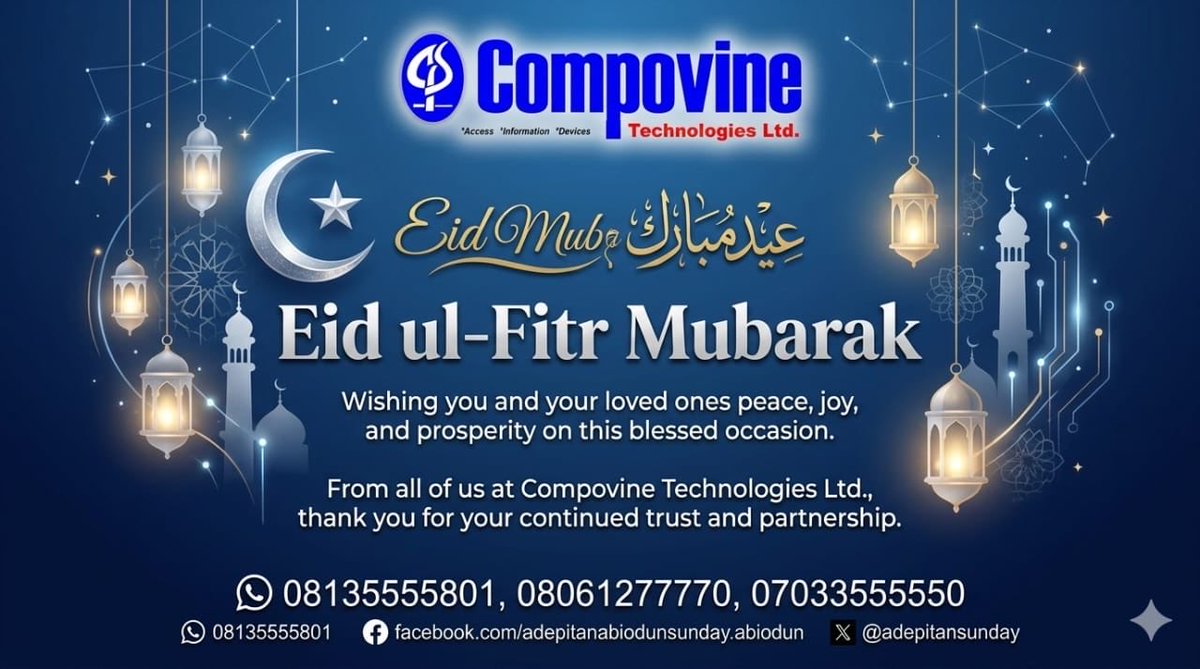ADEPITANSUNDAY's tweet photo. As we celebrate the joyous occasion of Eid, we extend our heartfelt wishes to you and your loved ones. May this beautiful season bring you peace, happiness, and abundant blessings. 🤍

Let’s celebrate love, unity, and new beginnings! https://t.co/60LO7XpfiH