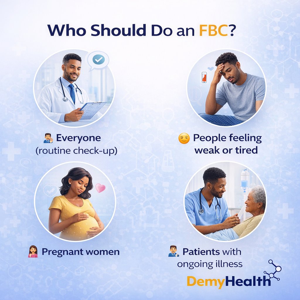 DEMYHEALTH's tweet image. Feeling weak, tired, or sick often? 🩸

A Full Blood Count (FBC) can detect anemia, infections &amp;amp; more — before it becomes serious.

Don’t wait. Test today.
📍 DemyHealth Centers Nationwide

#HealthMatters #FBC #DemyHealth