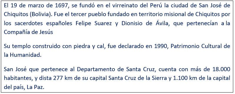 javierleoncio49's tweet image. El 19 de marzo de 1697, hoy hace 329 años, los jesuitas españoles fundaron en el virreinato del Perú la ciudad de San José de Chiquitos (BOL).
@MarcaSantaCruz,@GobSantaCruz,@HistoriaBolivia,#SanJosedeChiquitos,@embajadabolesp,@EmbajadaEspLPaz, #SantaCruz, #Bolivia