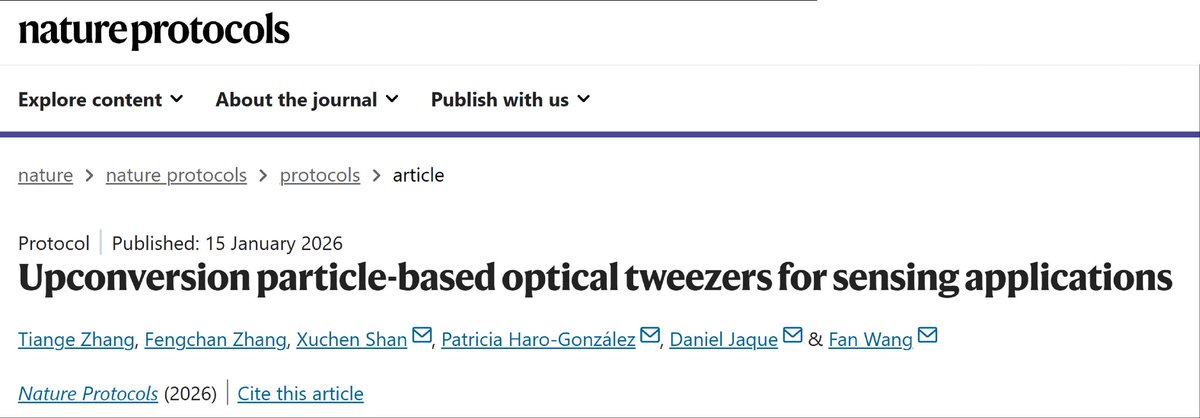 Beihang1952's tweet photo. The research team led by Prof. Fan Wang and Assoc. Prof. Xuchen Shan from School of Physics at #Beihang, together with collaborators, published a article titled “Upconversion particle-based optical tweezers for sensing applications” in Nature Protocols. https://t.co/JZui9a8UOK https://t.co/FBfAfNXjFV