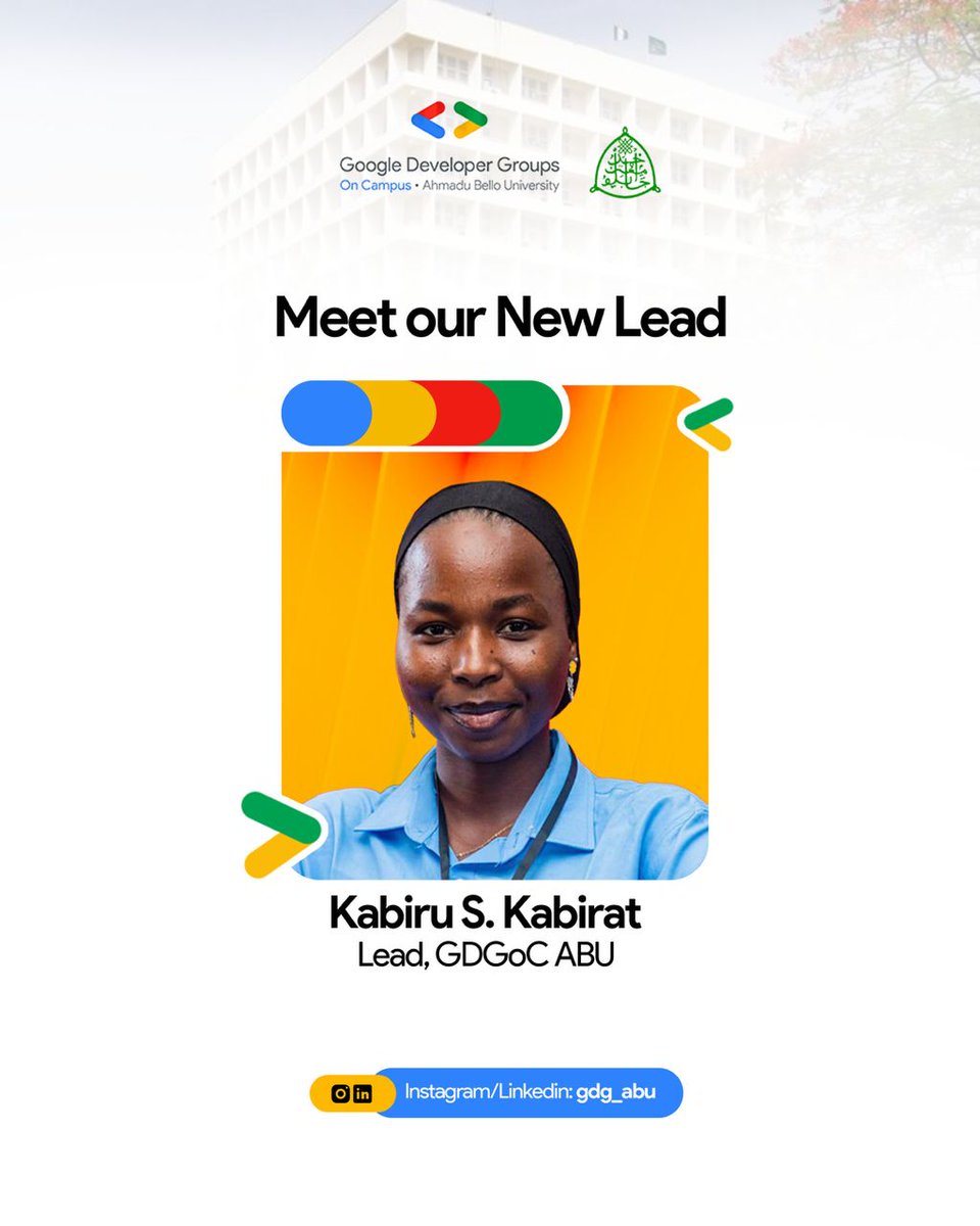 Meet Kabiru S. Kabirat, the new Lead of Google Developers Group on Campus, ABU, Zaria 

A passionate community builder, content creator, and techie, she has consistently shown up in the ecosystem creating value, leading initiatives, and empowering others to grow.
<a href="/Tokyo_Web3_0/">ToKyo🤍🖤</a>