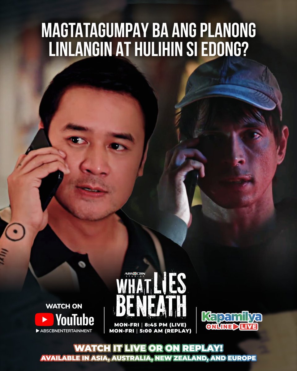 ABSCBN's tweet photo. Oo, success ang planong ‘yan!!! Sabi ng mga boses sa utak ko 🙂‍↕️
 
Watch the LATEST EPISODES of #WhatLiesBeneath ON-DEMAND on the ABS-CBN Entertainment YouTube channel!
#KapamilyaOnlineLive https://t.co/SMHlc9Prc4