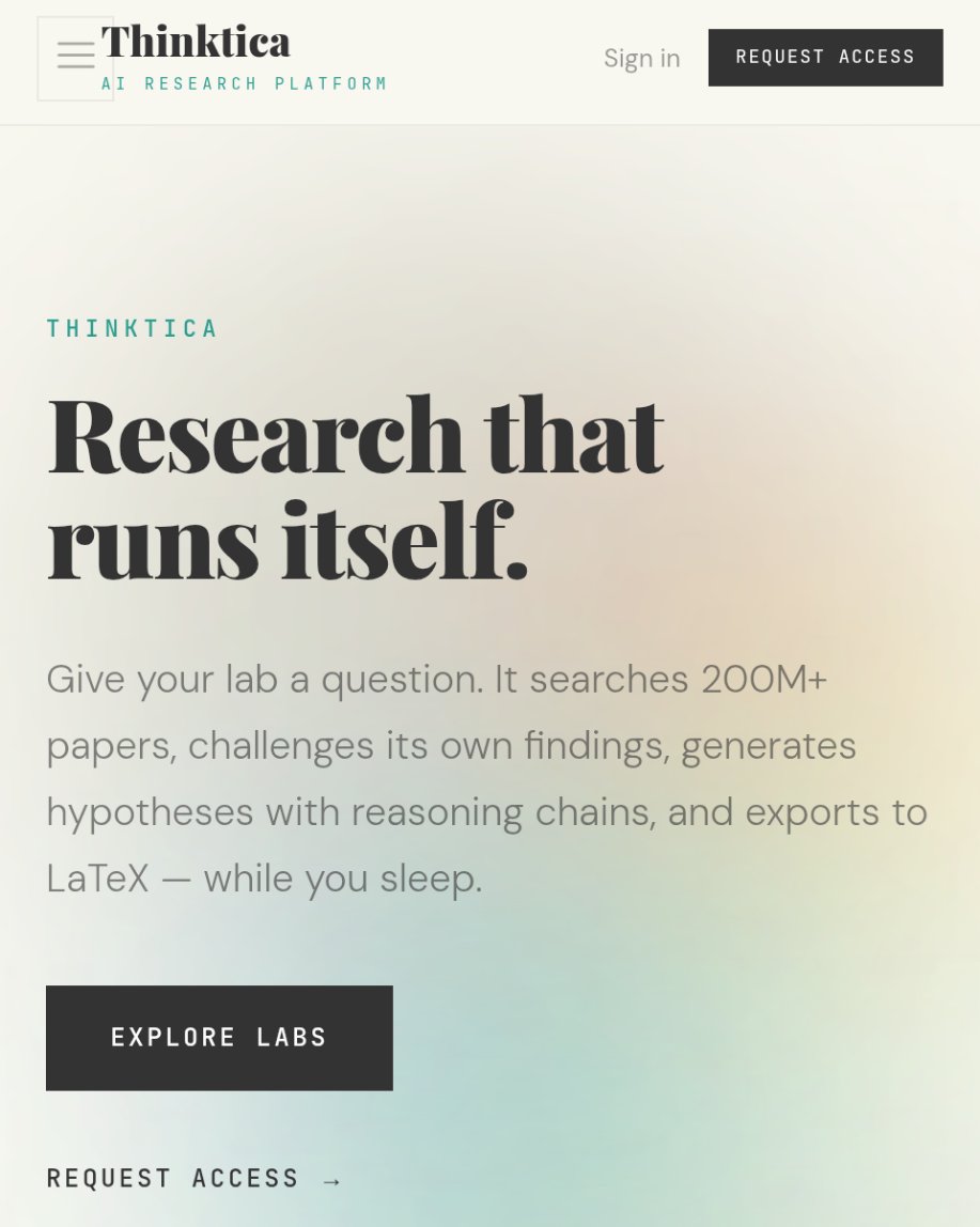 The future of open medical research just went autonomous.
<a href="/eticaprotocol/">Etica</a> + thinktica.com = the first full-stack DeSci engine that doesn’t just fund science… it does the science!

No patents barriers or Intellectual Property restrictions!

Next few weeks will be insane!