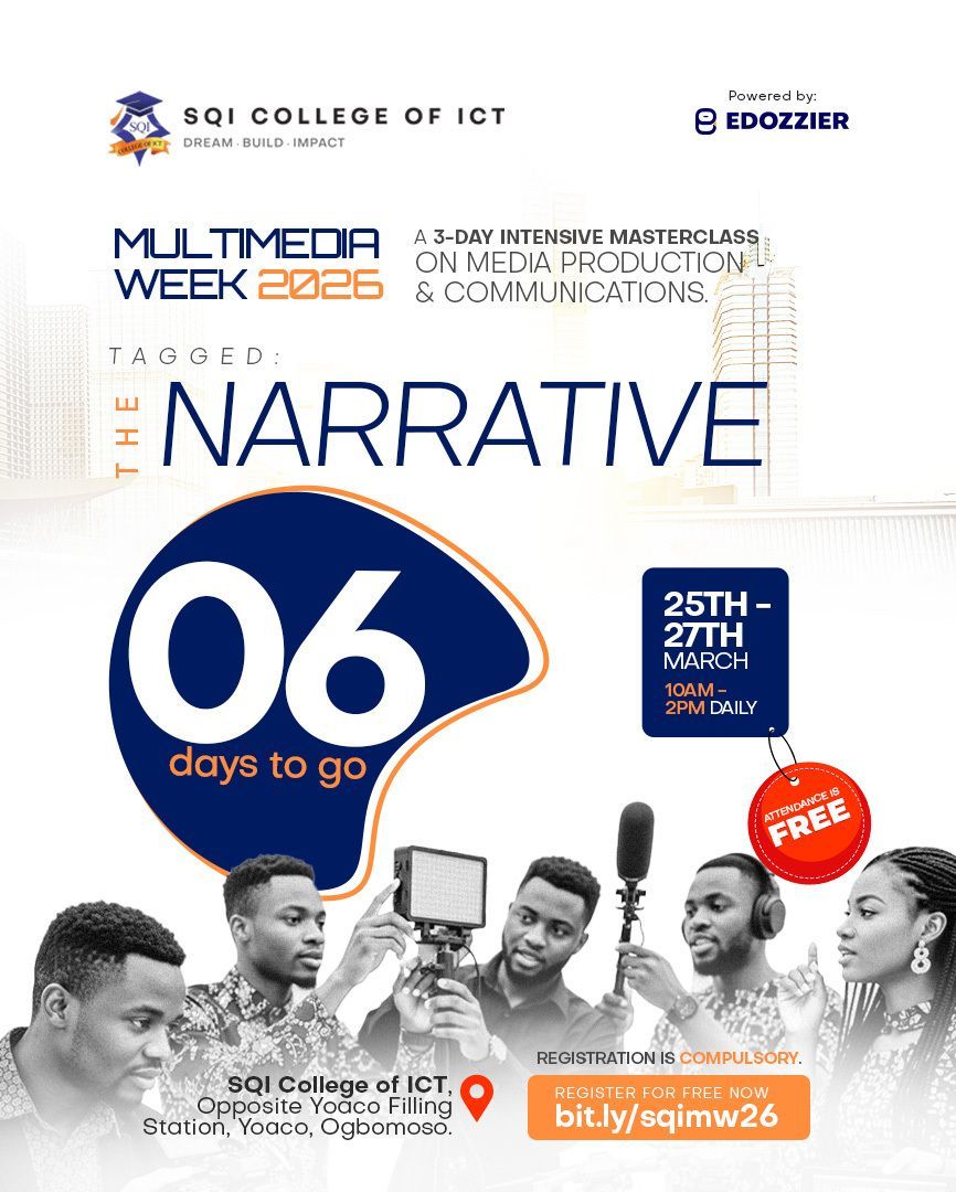 sqicict's tweet photo. 6 days left.
More than an event… It’s an experience. 🔥
Stay tuned.
#MultimediaWeek #6DaysToGo https://t.co/CVw4ZzjN9k