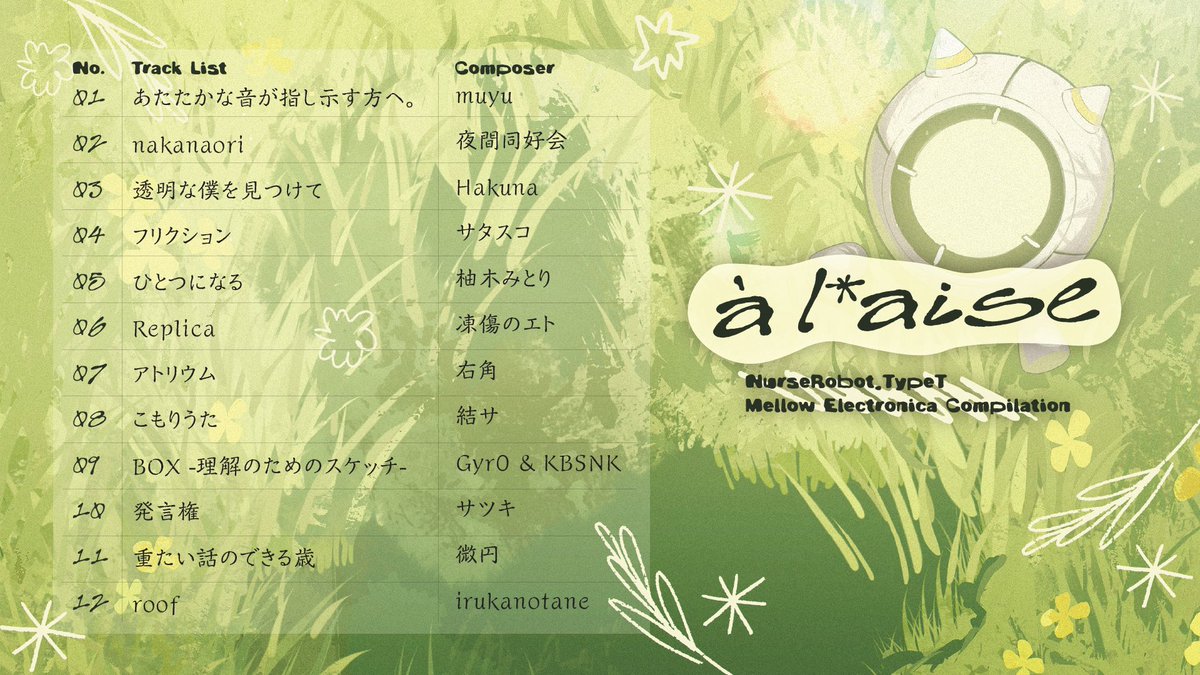 ナースロボ＿タイプＴ やさしいエレクトロニカコンピ tweet media