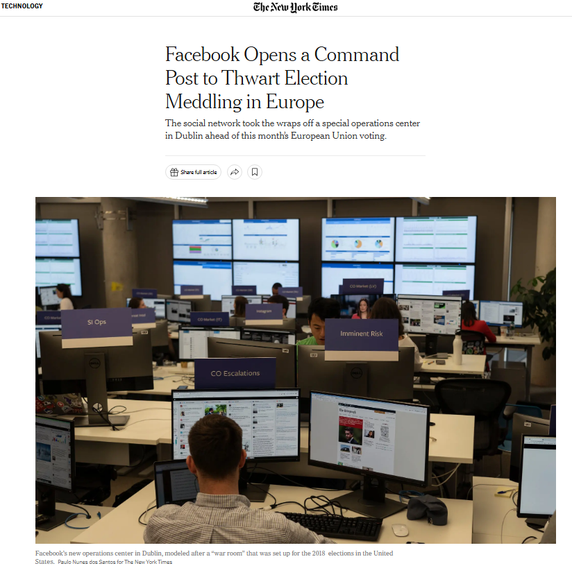 PeylsX's tweet image. ze geven gewoon publiek toe dat ze "War Rooms" hebben bij Facebook tijdens EU Verkiezingen 

40 man houden zich hier specifiek mee bezig bij META, naar hun zeggen "om verkiezingen te beschermen" sureeeeeeeeee 🤣🤣🤡
#electiondate #ElectionTime #meta #facebook