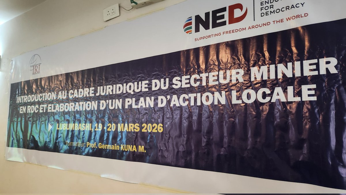 OearseRdc's tweet photo. #OEARSE participe activement à l’atelier sur l’introduction au cadre juridique du secteur minier en RDC, ainsi qu’à l’élaboration d’un plan d’action local, organisé par l’International Republican Institute avec le soutien de la #NED. https://t.co/n5NSEnh6AV