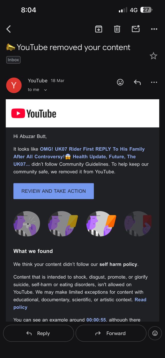 AbuzarButt70772's tweet photo. Hey @TeamYouTube @YouTubeIndia 
My YouTube channel was terminated by mistake under self harm policy.I always follow YouTube's Community
Guidelines properly and never intended to violate any policies. Kindly review my channel manually by human review and reinstate my channel. https://t.co/QDO8IS7cHO