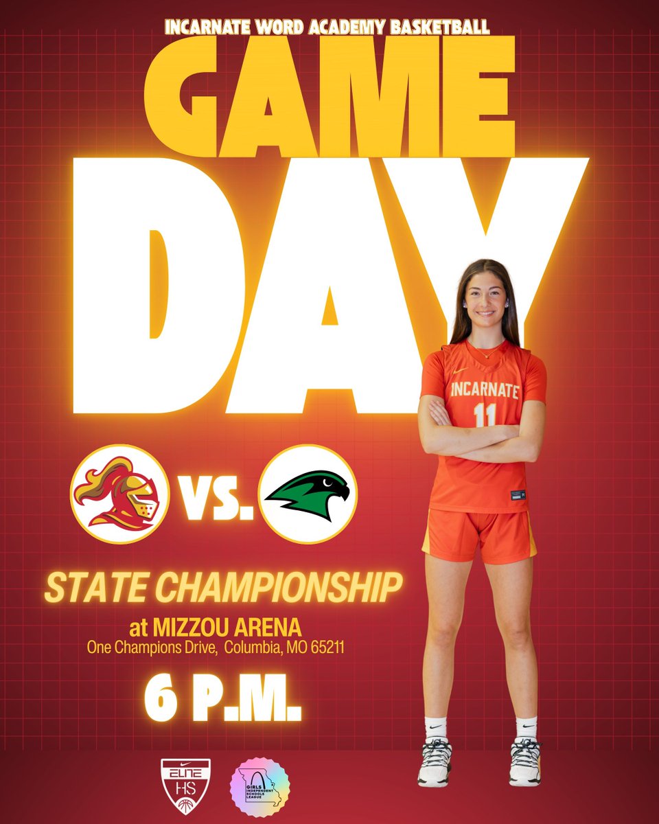 Athletics_IWA's tweet photo. State Championship GAMEDAY for Red Knights @iwa_hoops. They will take on Staley at 6 PM in COMO at Mizzou Arena. Come out to support your Red Knights ❤️ 💛 
@STLhssports @MaxPreps https://t.co/BVrEYVd5UZ