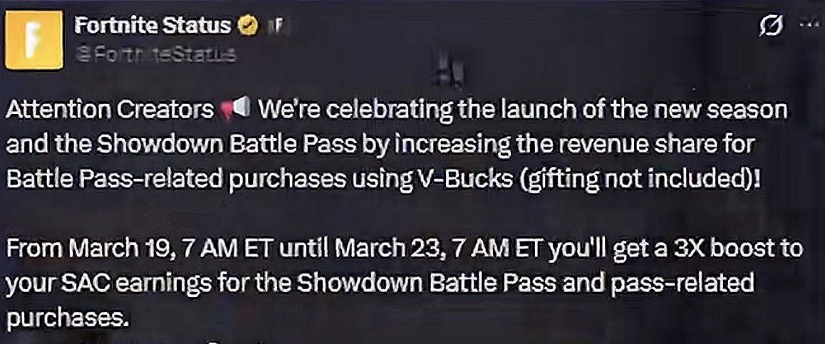 AlexanderPCMR's tweet photo. NOBODY said don't play @Fortnite, go ahead and play, but DON'T buy the BP or cosmetics, we need to stick together as a community. They said that "running FN is more expensive now" yet they offered content creators 3x their normal payouts for their SaC usage... GTFOH‼️ https://t.co/p1rqMmPlpt