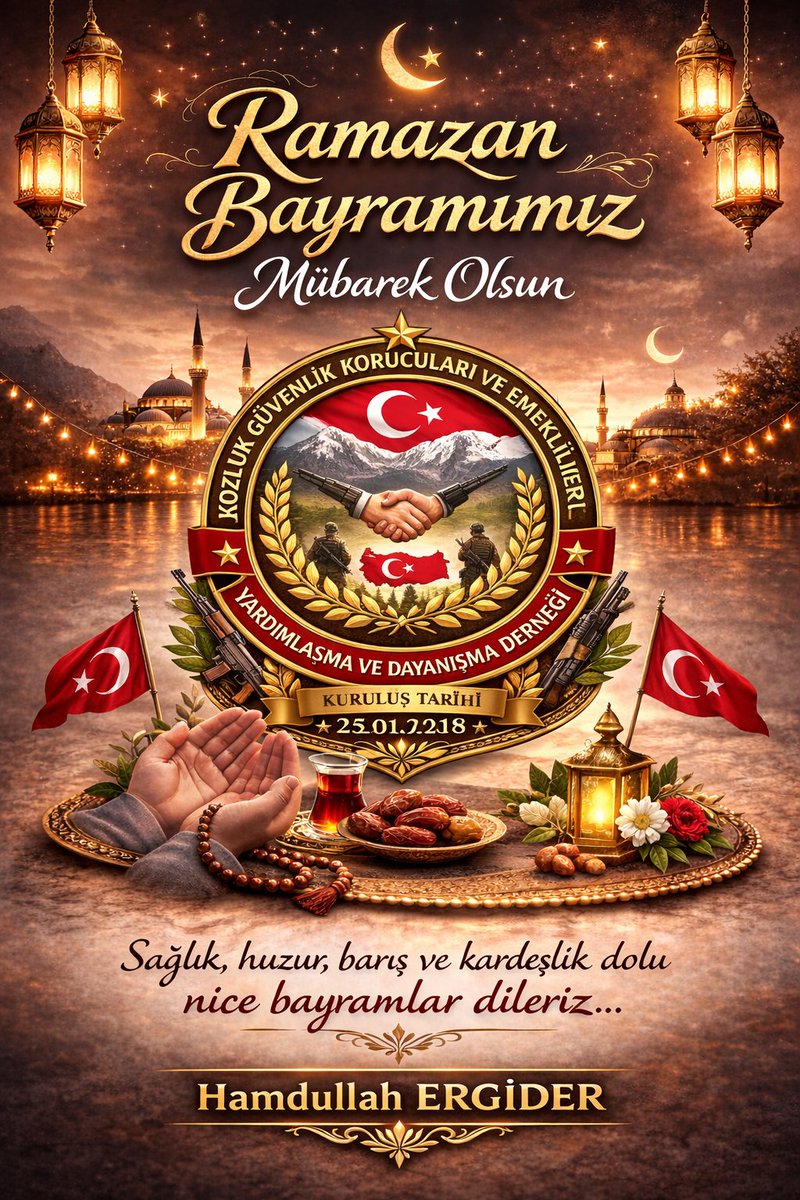 HamdullahErgide's tweet photo. RAMAZAN BAYRAMI MESAJI 

Kozluk Güvenlik Korucuları ve Emeklileri Derneği olarak  Ramazan Bayramı’nızı en içten dileklerimizle kutlar sevdiklerinizle birlikte huzurlu ve mutlu bir bayram geçirmenizi dileriz. https://t.co/T6FD8ZRDwp