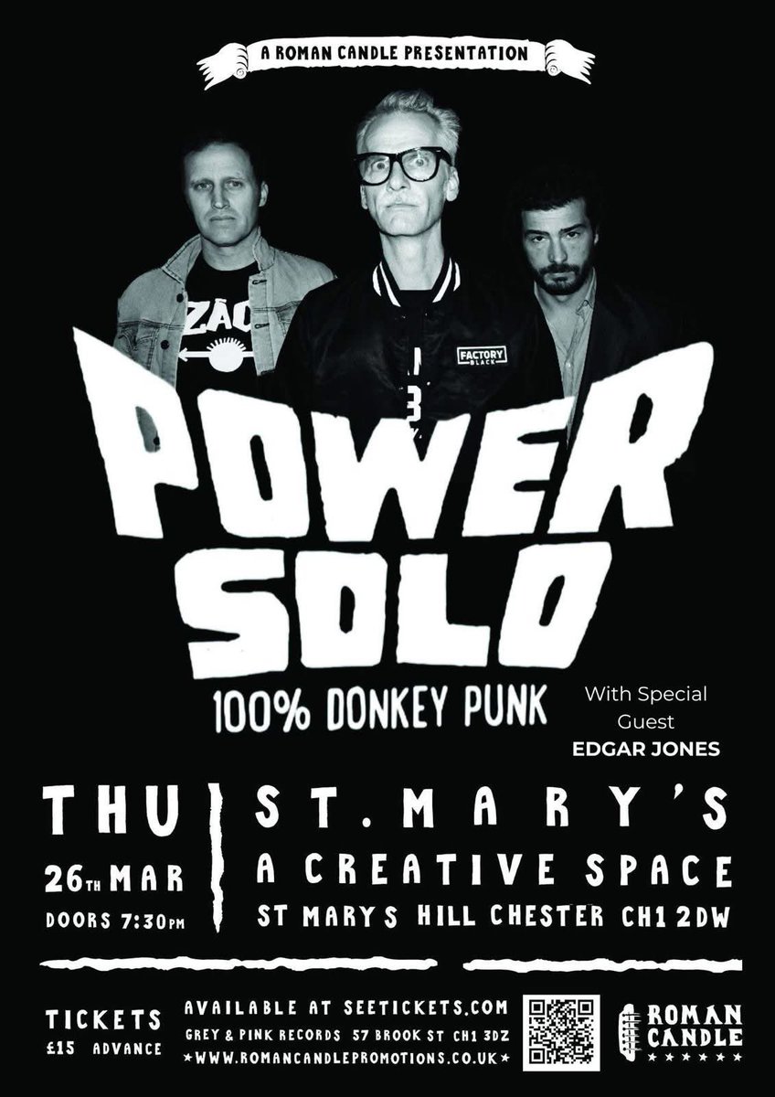 RC_Promotions's tweet image. One week today (26th March) we welcome Danish donkey punk band POWERSOLO with guest @edgarsummertyme to @CreativeMarys, Chester.

🎫: @greynpinkrecord or seetickets.com/event/powersol…

A fierce lineup with two exciting acts – don't miss this one, folks! 

romancandlepromotions.co.uk