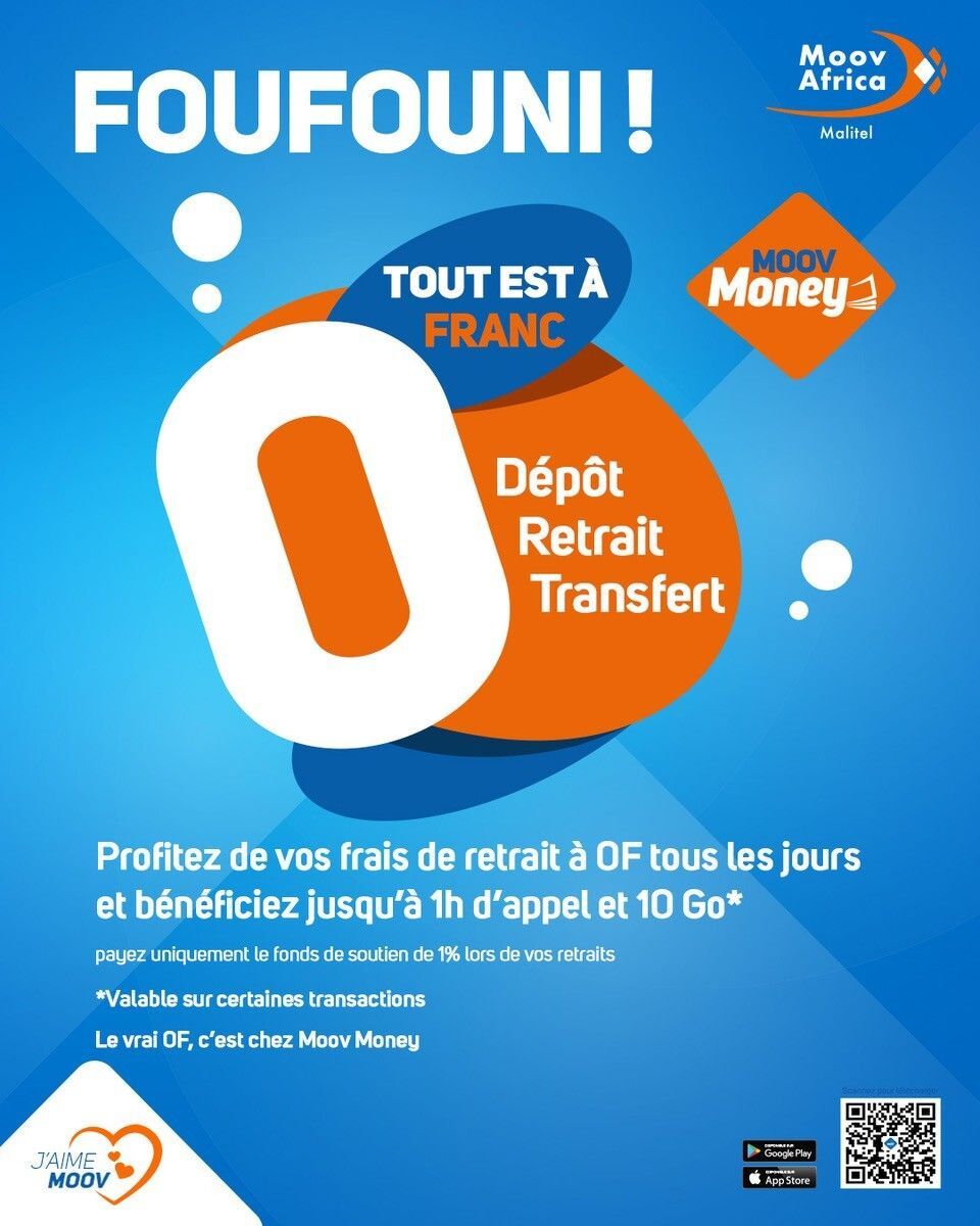 MoovAfrica_ml's tweet image. Zéro frais. Zéro stress. 💸
Dépôt, retrait, transfert… tout est à 0F avec Moov Money !                                                                                                                    

#MoovMoney #ZeroFrais #MoovAfrica
