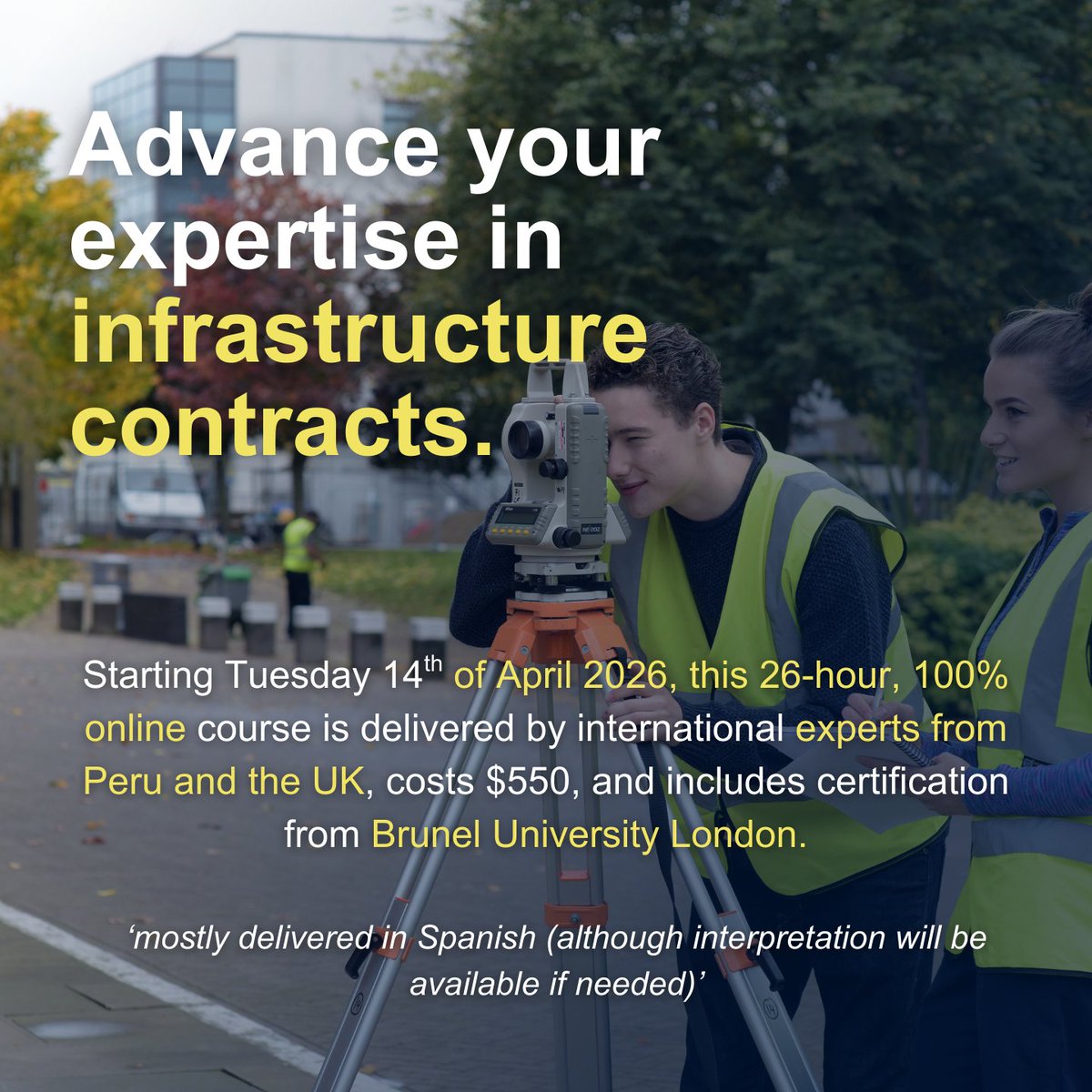Bruneluni's tweet photo. Boost your infrastructure expertise in Peru 🇵🇪

Join our online course on NEC Contracts &amp; dispute prevention.
📅 Starts 14 Apr 2026 | 💻 100% online

Register: infrastructure@mcserviceslinks.co.uk

@mcserviceslinks

#NECContracts #Infrastructure #Peru https://t.co/irtuICPX9G
