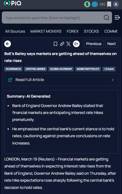 PiQSuite's tweet image. Bank of England Governor Andrew Bailey stated that financial markets are anticipating interest rate hikes prematurely.

More Here → m.piqsuite.com/?widget-articl…