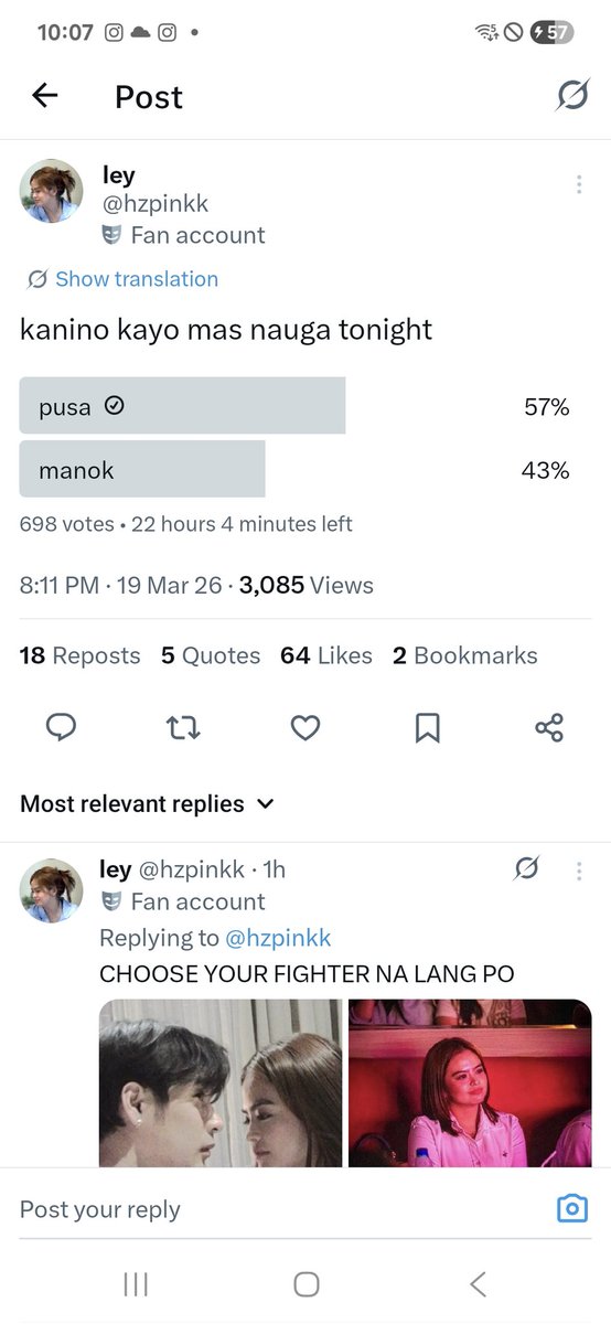 MwPhantomia's tweet image. Sa survey na to , sa pusa naman ako... hahaha #balimbing 
Sa WilBea lang magiging balimbing... hahahaha