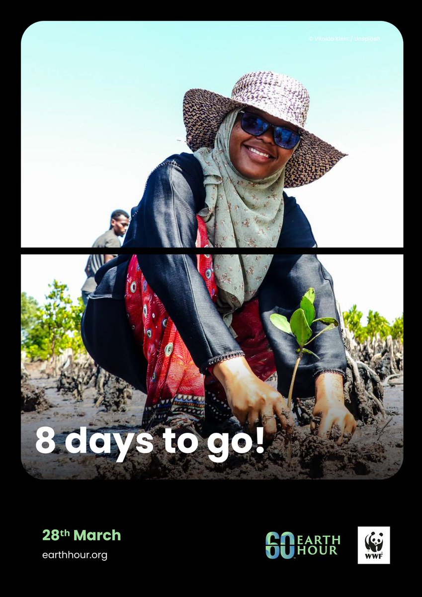 WWF_Africa's tweet photo. 8 days to go. 
Africa is rich in nature and culture. Protecting it starts with one action. 

How will you give your hour for Earth? 

🌱 Plant 
🌍 Restore 
♻️ Reduce waste https://t.co/qBDvdTNo00