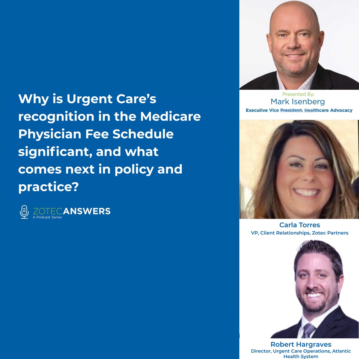 ZP_PAC's tweet image. #UrgentCare hit a big milestone. 

For the first time, #UC was recognized in the '26 #MPFS, &amp;amp; it's a big deal for providers, policy, &amp;amp; the future of care. 

In this episode of #ZotecAnswers, industry leaders break it down further. 

🎧Tune in today! zotec-answers.simplecast.com/episodes/why-i…