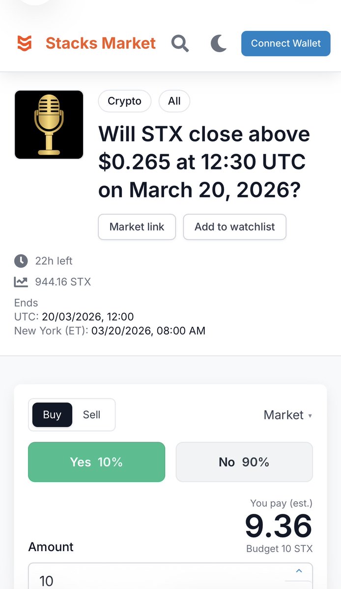 Stacks Market | Prediction Markets on Stacks tweet media