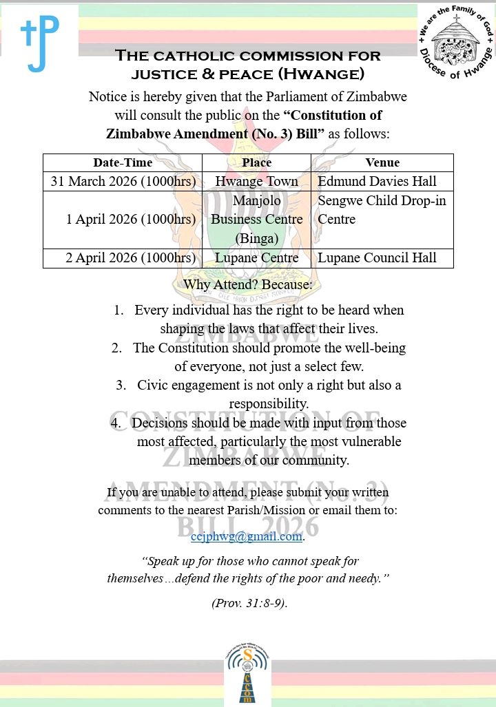 soccomallsouls's tweet photo. The Catholic Commission for Justice and Peace (CCJP) notifies people to take note of the Constitutional amendment bill Number 3 public consultations. https://t.co/Uhgodbbe8q