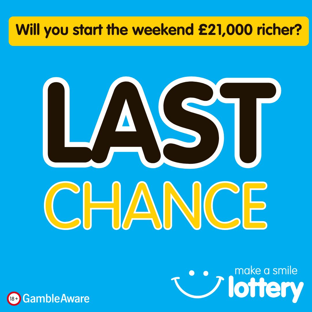 AgeUKNorthants's tweet photo. 🎉 Tomorrow’s @makeasmilelotto draw has an incredible £21,000 #jackpot, and time is running out to be part of it. Just imagine what you could do with a £21K boost to your back account! Get your tickets before the draw closes at midnight! 👉 https://t.co/h6Ef3vJCpw https://t.co/07eviAfNKg