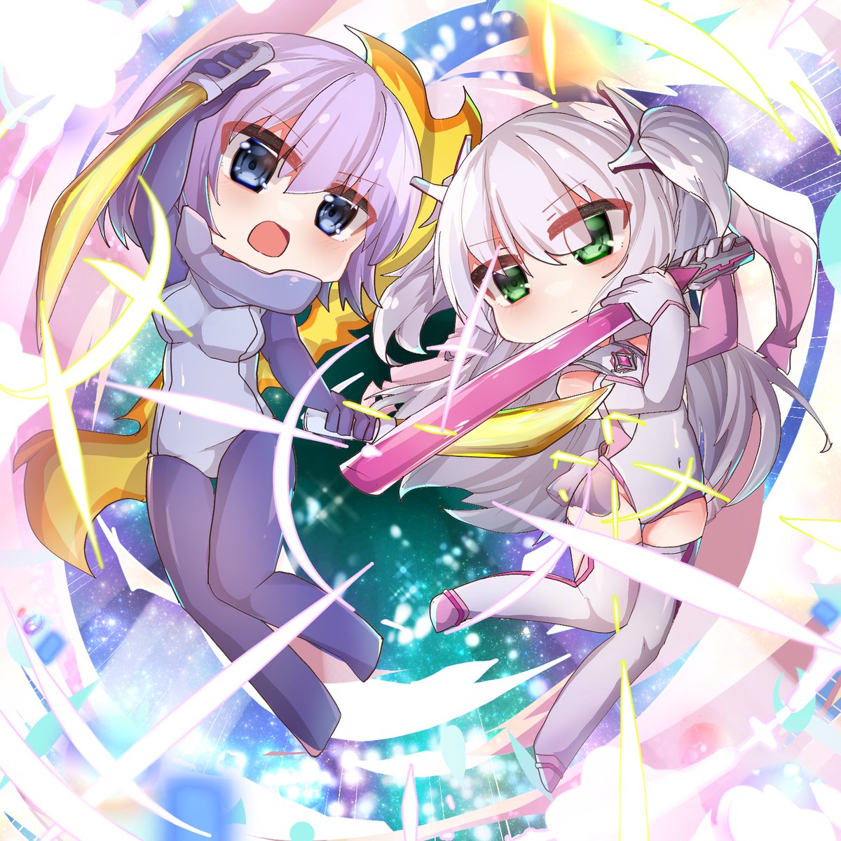 なんか消えてたので再掲します

skebでご依頼致しましたうちよそ変身ヒロインコラボ
じゃらみテイマーズ(#jarami_tamers)さんの子、ヒカゲちゃんとうちのこルルナちゃんとコラボしたイラストになります。此度は許可を頂きまして有難うございます!

絵師様⇒潮彩様(#osakana_siosai) 