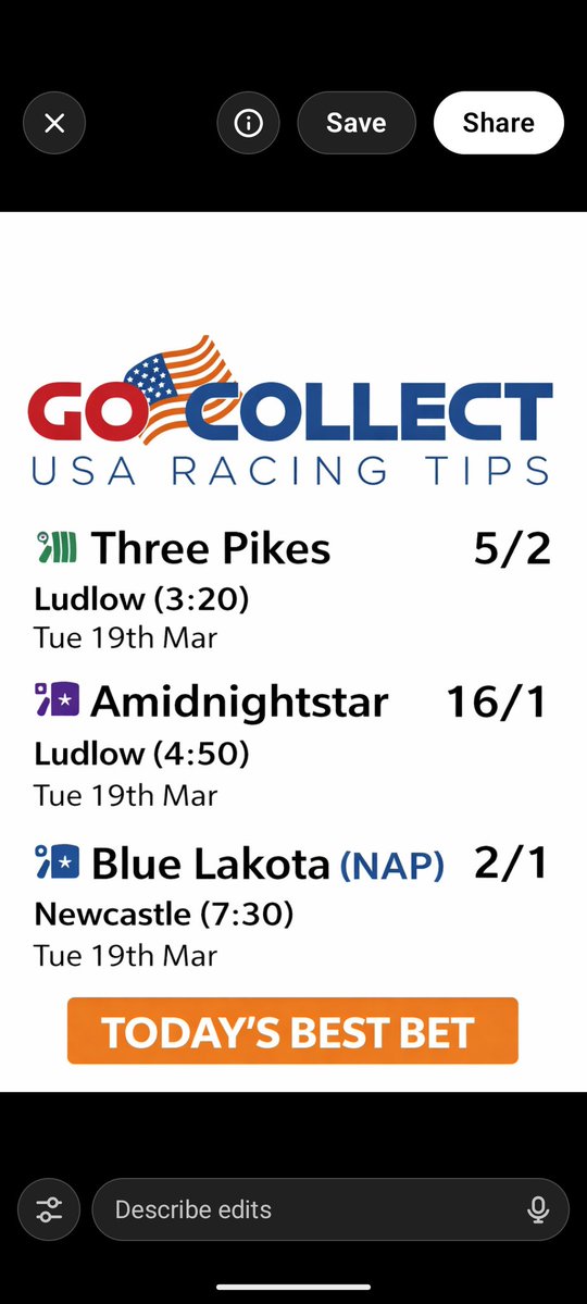 Go Collect Bets - Horse and Greyhound Tips 🐎🇺🇸 tweet media