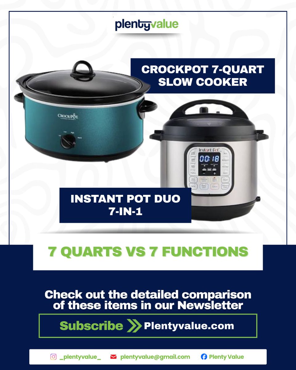 PlentyValue's tweet photo. Best home cooking pot in 2026
Crockpot vs Instant Pot

#PlentyValue #Crockpot #Instantpot

Read more: https://t.co/N8pO88QWmA https://t.co/nCWSvuTAE0
