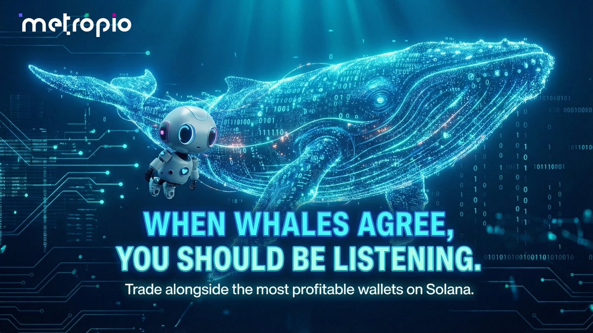 metropio_news's tweet photo. One whale buying is noise.
Two whales buying the same token at the exact same time? That is a signal.

We have been tracking the most profitable wallets on Solana. Soon, you will be able to trade right alongside them. 🐋

Stay tuned.

#metropio $MET #whalewatch https://t.co/GlNegNF9Ox