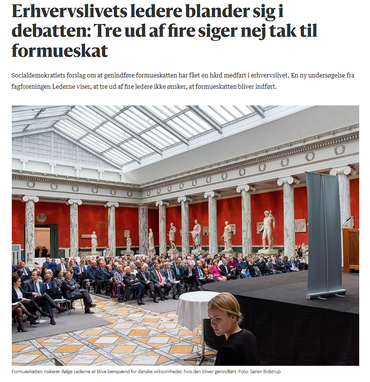 igenerationer's tweet photo. Danske ledere siger nej til formueskat. Forslaget skaber dyb usikkerhed for både danske iværksættere og familieejede virksomheder. Det risikerer at koste dyrt på investeringer og true gode danske arbejdspladser, især uden for de store byer. https://t.co/4XltPS2BTt