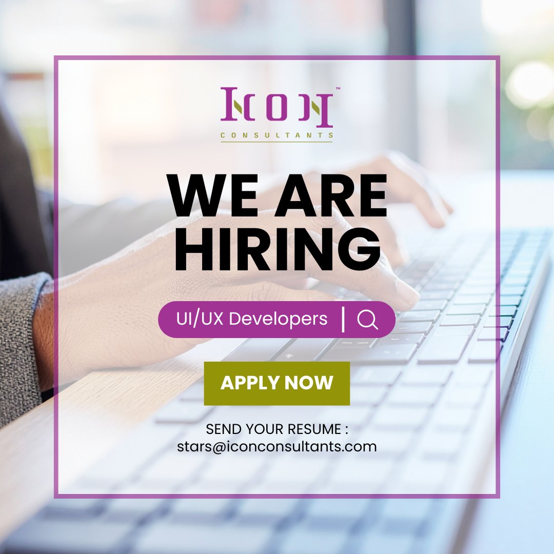 WorkWithIcon's tweet photo. We are hiring US-based UI/UX Developers:
 
▪️UI/UX design certifications or specialized training
▪️Bachelor's degree in Computer Science, Information Systems, or related
Apply online at: https://t.co/N1FDuaRJNP
 
#hiring #jobsearch #developers #uxdeveloper #uideveloper https://t.co/cK1glykcbU