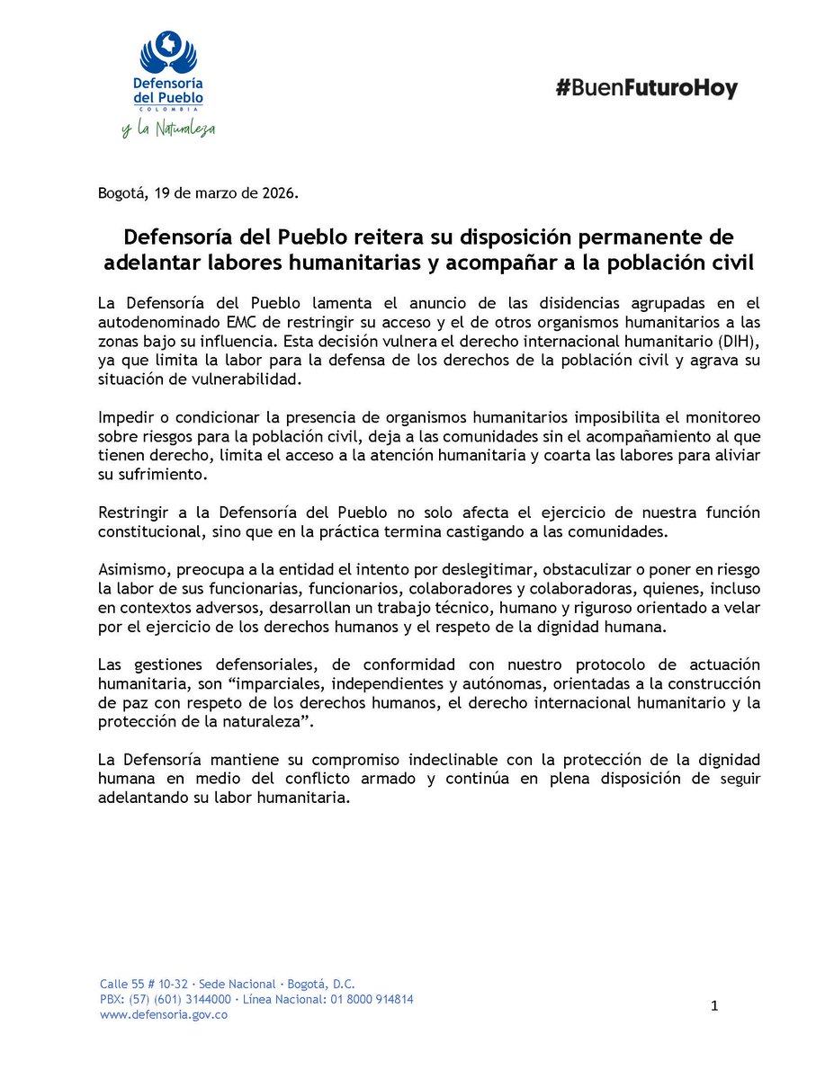 Defensoría del Pueblo tweet media