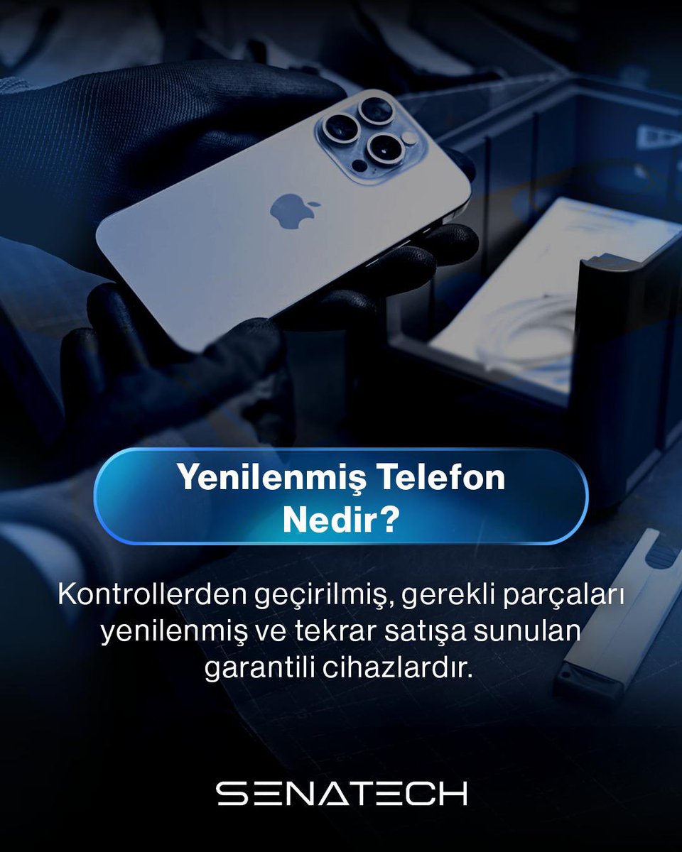 senatechtr's tweet photo. ✅️ Yenilenmiş telefon; detaylı testlerden geçirilmiş, gerekli parçaları yenilenmiş ve garantiyle yeniden satışa sunulan cihazdır.

✅️ Kısacası ikinci el değil, kontrol edilmiş ve güvenle tekrar kullanıma hazır bir teknolojidir.

#SenaTech #YenilenmişTelefon #Teknoloji https://t.co/HfTNhHVdKw