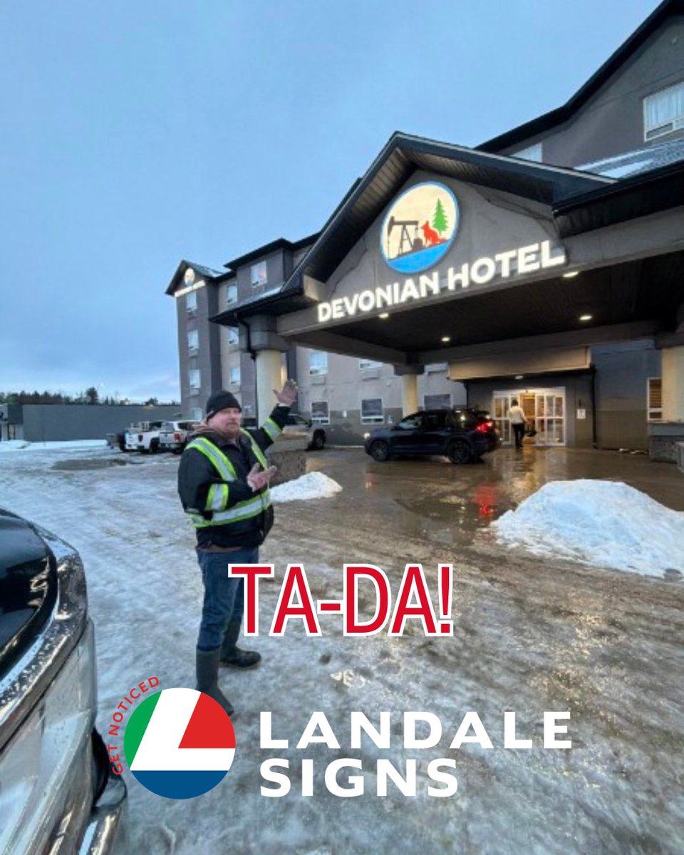 LandaleSigns's tweet image. Snow. Freezing rain. Then rain.

Just another day installing signs in Alberta.

Proud of the crew for pushing through the elements to get the Devonian Hotel looking sharp and lit up.

We don’t wait for perfect conditions, we work through them.

#LandaleSigns #YEG #SignLife