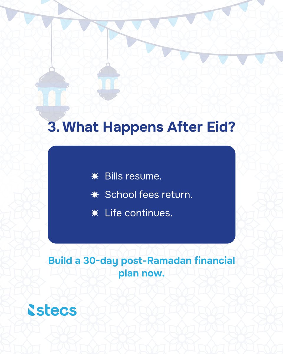Stecsng's tweet image. Ramadan ends, but financial responsibilities don’t.

The strongest financial discipline is continuity.

Which of these are you focusing on before the crescent is sighted?

#EidPreparation #FinancialDiscipline #STECSCommunity #Ramadan