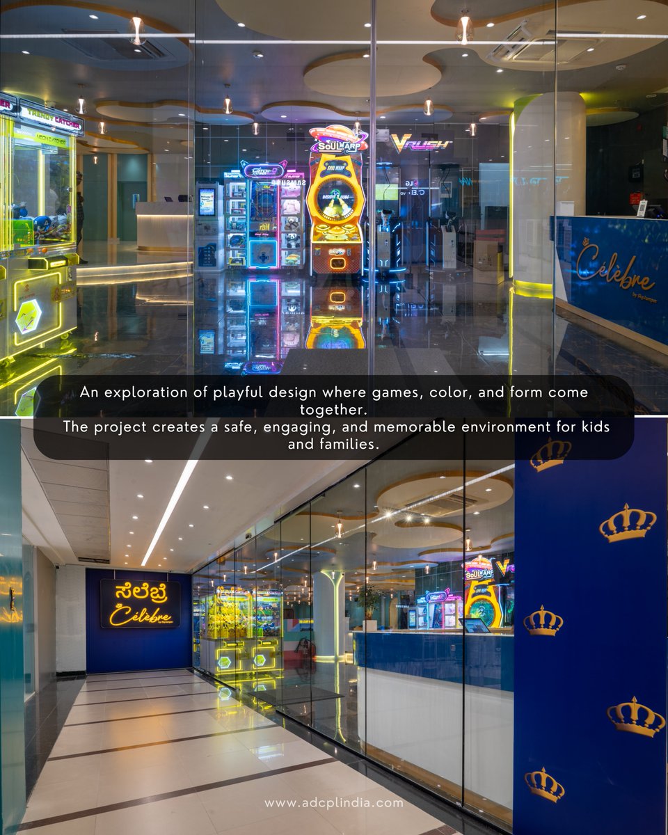 _adcpl's tweet photo. We are proud to present our recently completed project—Célèbre by SkyJumper, Garuda Mall, Bengaluru.

A thoughtfully designed space where architecture meets games, creating a vibrant world of play, celebration, and immersive experiences for children. https://t.co/LmnoirtN1h