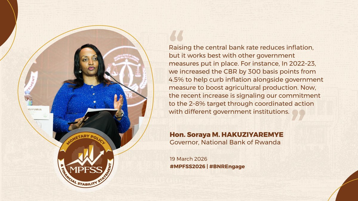 CentralBankRw's tweet photo. Governor @SorayaMHlive on how monetary policy actions work alongside broader government efforts to manage inflation.
#MPFSS2026
#BNREngage
#KnowYourCentralBank https://t.co/OwhWuUBKbP