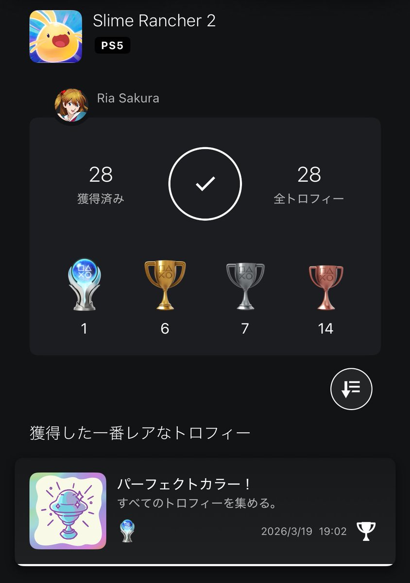 sakuraria_'s tweet image. Slime Rancher 2
パーフェクトカラー！ (PLATINUM)
#PlayStationTrophy
お気に入りはウタタネスライム💤
グレーラビリンス迷いまくった😂