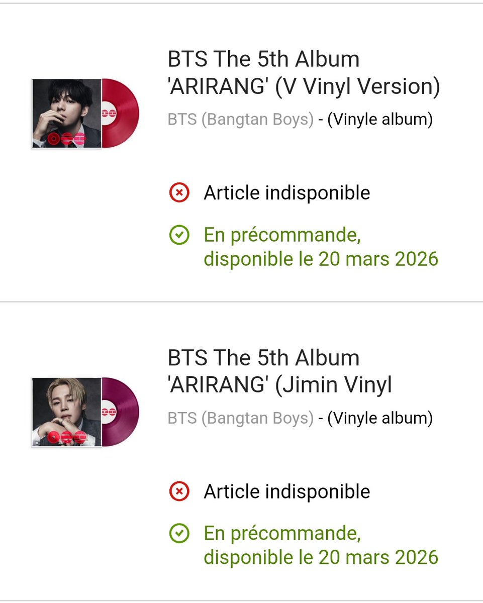UAFvotesxCharts's tweet photo. Tous les vinyles des membres pour #ARIRANG sont SOLD OUT sur le site de la FNAC !

#ComebackDuSiècle https://t.co/KdhIf4ZTJl