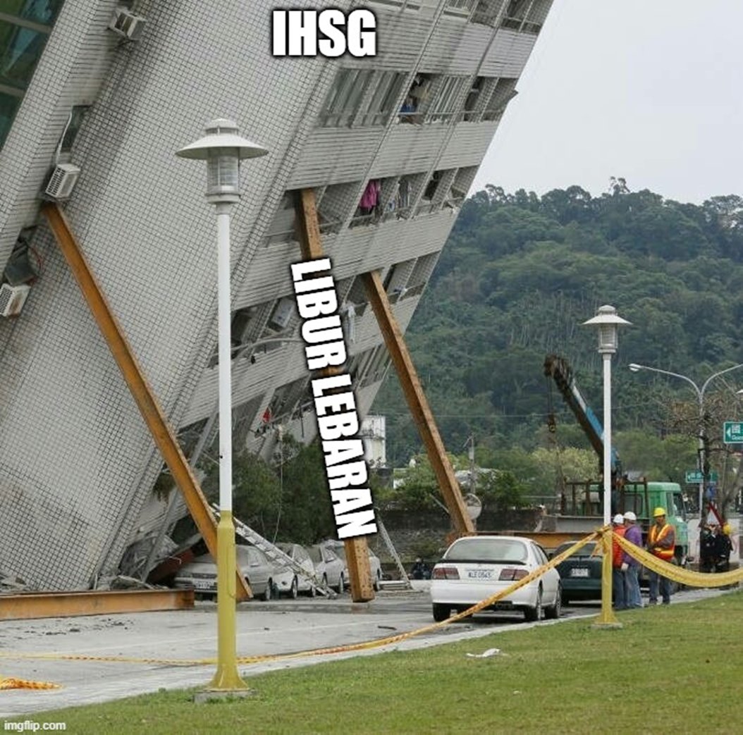 Kutekians's tweet photo. 2 tahun berturut2 IHSG "ditopang sementara" libur lebaran 😂 https://t.co/KlldILHUNu