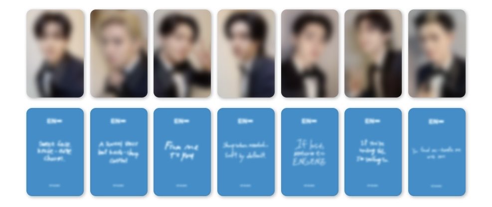 엔하이픈 THE SIN : VANISH NY MUSIC 2.0 분철

⭕️ 정원 희승 제이 제이크 성훈 선우 니키

각 1.0

세트 6.0

배송비 0.2

dm or kkt

open.kakao.com/o/sFj0pnbi